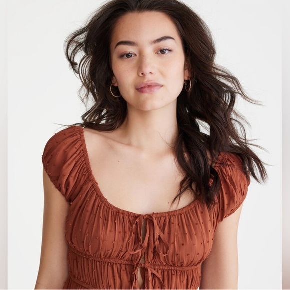 Aeropostale Solid Scoop-Neck Swiss Dot Fit & Flare Dress Sz L - Picture 3 of 11